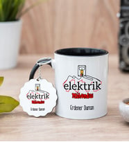 Elektrik Mühendisi Siyah Kupa Bardak Ve Anahtarlık Set