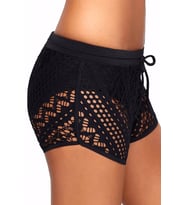 Angelsin Dantel Deniz Şortu Birleşik Bikini Alt (Siyah)