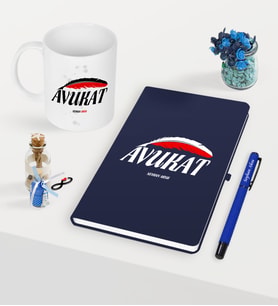 BK Gift Kişiye Özel Avukat Temalı Lacivert Defter Kalem Kupa Seti - 7 (Model 1)