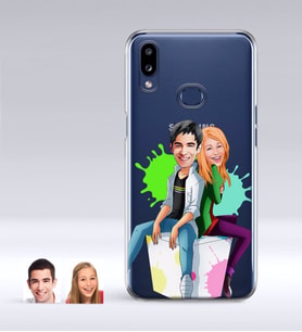 BK Gift Kişiye Özel Sevgililer Karikatürlü Samsung Galaxy A10s İnce Şeffaf Silikon Telefon Kapağı-35 (Beyaz)