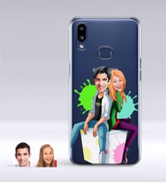 BK Gift Kişiye Özel Sevgililer Karikatürlü Samsung Galaxy A10s İnce Şeffaf Silikon Telefon Kapağı-35 (Beyaz)