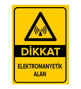 MIGNATIS - Dikkat Elektromanyetik Alan Levhası - Sac Malzeme 35x50cm