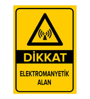 MIGNATIS - Dikkat Elektromanyetik Alan Levhası - Sac Malzeme 35x50cm