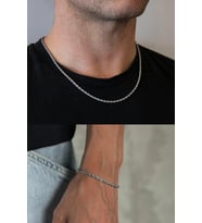 Burgu Halat Erkek Çelik Zincir Kolye ve Bileklik Set  b028