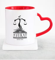 BK Gift Kişiye Özel Mesleki Avukat Kırmızı Kalpli Kupa Bardak  9