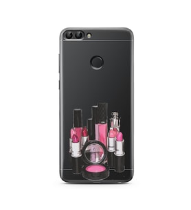 Makyaj Tasarımlı Süper Şeffaf Silikon Telefon Kılıfı Huawei P Smart 