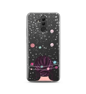 Space Girl Tasarım Süper Şeffaf Silikon Telefon Kılıfı Huawei Mate 20 Lite 