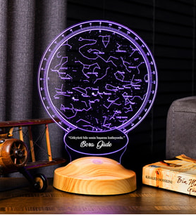 Gökyüzü Yıldız Haritası Led Lamba, Öğretmene Öğrenciye Mezuniyet Hediyesi, Horoskop Astroloji Haritası, Sevgiliye Hediye, Özel Gün Hediyesi Kişiye Özel İsimli Led Lamba