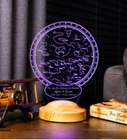 Gökyüzü Yıldız Haritası Led Lamba, Doğum Günü Hediyesi, Horoskop Astroloji Haritası, Sevgiliye Hediye, Özel Gün Hediyesi Kişiye Özel İsimli Led Lamba