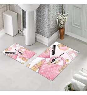 Banyo Halısı Ikili Klozet Takımı Kaymaz Tabanlı (60 xm x 100 cm + 40 cm x 60 cm) 