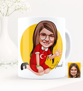 BK Gift Kişiye Özel Kız Çocuk Karikatürlü Beyaz Kupa Bardak - 2