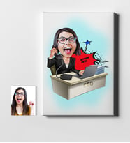 BK Gift Kişiye Özel Bayan Ceo Karikatür Kanvas Tablo 50x70cm 1