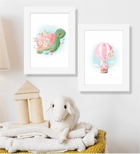 Kaplumbağ Ve Unicorn Ahşap 2 Li 15,5X20,5 Cm Tasarım Çerçeve Seti