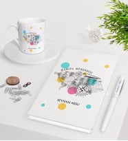 BK Gift Kişiye Özel Harita Mühendisi Beyaz Defter Kalem Türk Kahvesi Fincanı Seti-2 (Model 1)