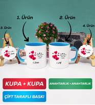 İkili Mavi Sevgililer Günü Hediyesi Kupa Bardak Anahtarlık
