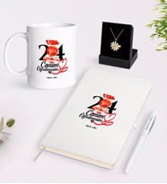 BK Gift Kişiye Özel Canım Öğretmenim Beyaz Kupa Defter Kalem ve İsimli Papatya Kolye Hediye Seti-10 (Model 1)