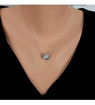 925 Ayar Gümüş Çift Güverseli Top Kolye, Beyaz