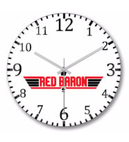 The Red Baron Duvar Saati Bombeli Gercek Cam
