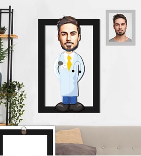 Kişiye Özel Doktor Karikatürlü 3D Ahşap Tablo 30x47 Bay-2
