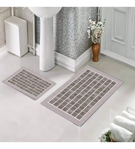 Banyo Halısı Ikili Klozet Takımı Kaymaz Tabanlı (60 xm x 100 cm + 40 cm x 60 cm) 