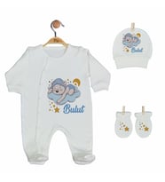Pia Baby GL 2001 İsme Özel Ayıcıklı Üçlü Tulum Set
