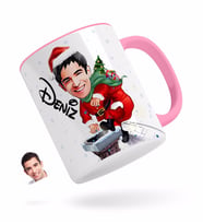 BK Gift Kişiye Özel Erkek Yeni Yıl Karikatürlü Pembe Kupa Bardak-1