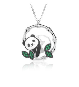 Mineli Panda Gümüş Kolye