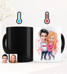 BK Gift Kişiye Özel Sevgililer Karikatürlü Sihirli Kupa Bardak - 5