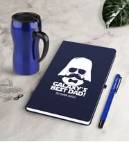 BK Gift Kişiye Özel Galaksinin En İyi Babası Lacivert Defter Kalem Termos Mug Seti (Model 1)