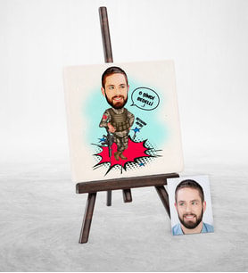 BK Gift Kişiye Özel Bedelli Asker Karikatür Şovaleli Doğal Taş  1