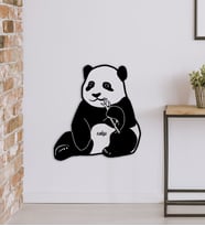BK Gift Kişiye Özel Sevimli Panda Figürlü Ahşap Duvar Objesi