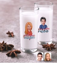 BK Gift Kişiye Özel Renkli Baskılı Erkek ve Bayan İsimli Karikatürlü İkili Rakı Bardağı Seti-1 (Beyaz)