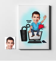 BK Gift Kişiye Özel Bay Bilgisayar Mühendisi Karikatür Kanvas Tablo 50x70cm 1
