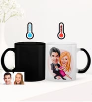 BK Gift Kişiye Özel Sevgililer Karikatürlü Sihirli Cam Kupa Bardak - 13