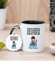 Bak Kendime De Kahve Yaptım Siyah Kupa Bardak ve Anahtarlık Set