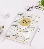 BK Gift Kişiye Özel Baş Harf İsim Tasarımlı Beyaz Defter Kalem Seti-3