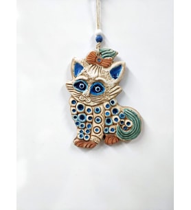 Seramik Mini Kedi Dekoratif Duvar Süsü 16x11 cm
