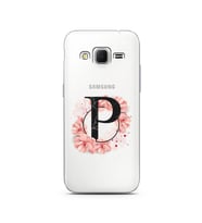 Pembe Çiçekli Harf Tasarım Süper Şeffaf Silikon Telefon Kılıfı Samsung Core Prim
