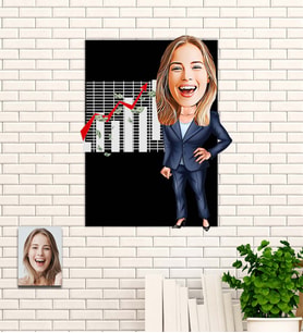 Kişiye Özel Hediye Borsa Kraliçesi Karikatürlü Uv Baskılı Ahşap Tablo