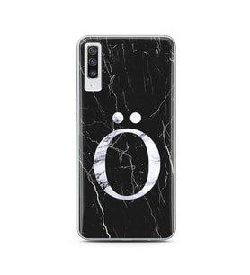 Samsung A70 Siyah Mermer Harf Tasarımlı Telefon Kılıfı Ö-Harfi 