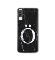 Samsung A70 Siyah Mermer Harf Tasarımlı Telefon Kılıfı Ö-Harfi 