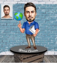 Kişiye Özel Öğretmen Karikatürlü Ahşap Biblo Bay-10