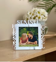 Kişiye Özel Fotoğraflı Herşey Seninle Güzel Mdf Çerçeve Gümüş
