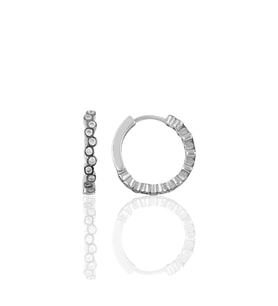 Söğütlü Silver Gümüş rodyumlu 17 mm  zirkon  sıra taşlı halka küpe