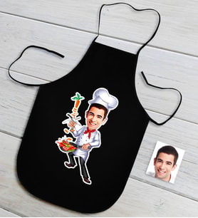 BK Gift Kişiye Özel Bay Chef Karikatürlü Siyah Mutfak Önlüğü-5