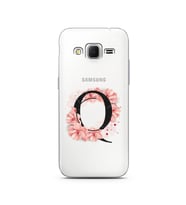 Pembe Çiçekli Harf Tasarım Süper Şeffaf Silikon Telefon Kılıfı Samsung Core Prim
