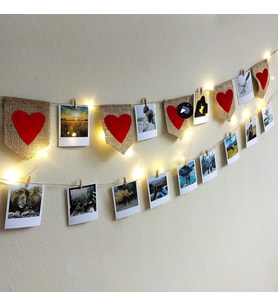 Kişiye Özel Polaroid Fotoğraf Baskı - Kalpli Flamalı ve Ledli Pola Kart Seti