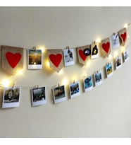 Kişiye Özel Polaroid Fotoğraf Baskı - Kalpli Flamalı ve Ledli Pola Kart Seti
