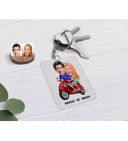 BK Gift Kişiye Özel Sevgililer Karikatürlü Şeffaf Pleksi Anahtarlık-10 (Beyaz)