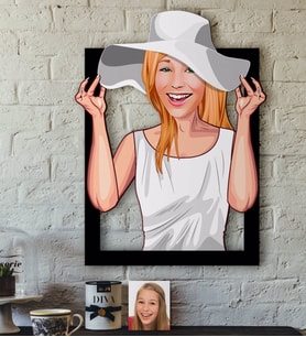 BK Gift Kişiye Özel Bayan Karikatürlü 3D Ahşap Tablo-20